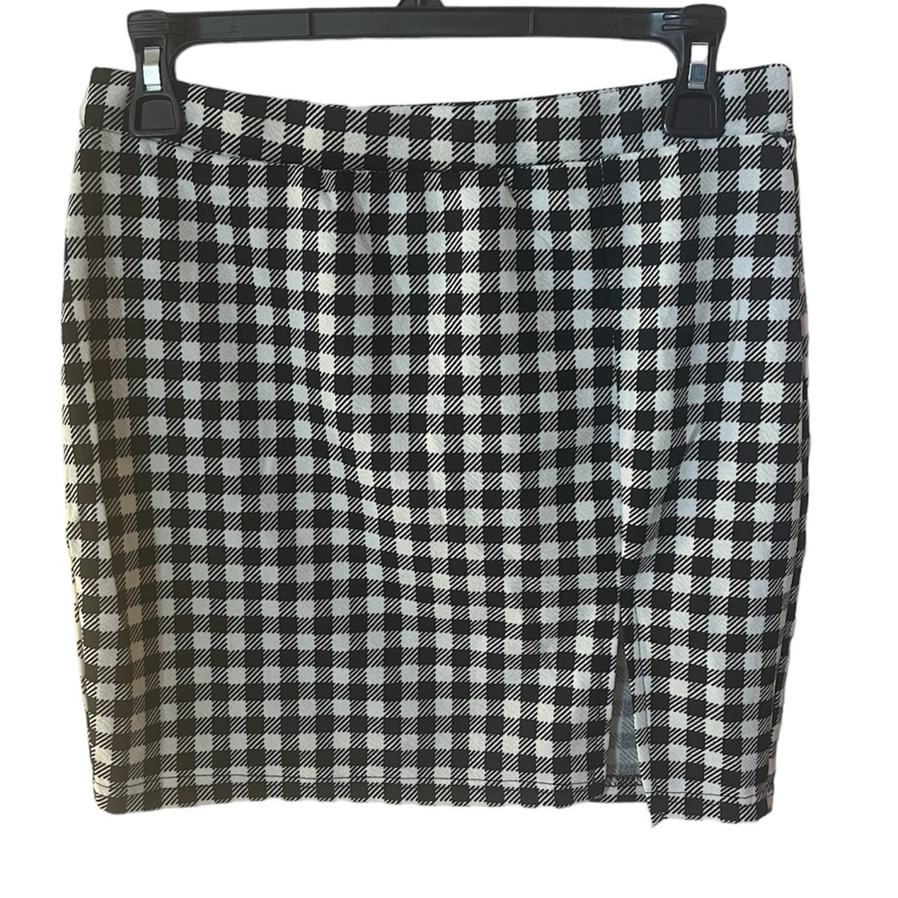 NWOT Shein split hem gingham mini skirt size medium